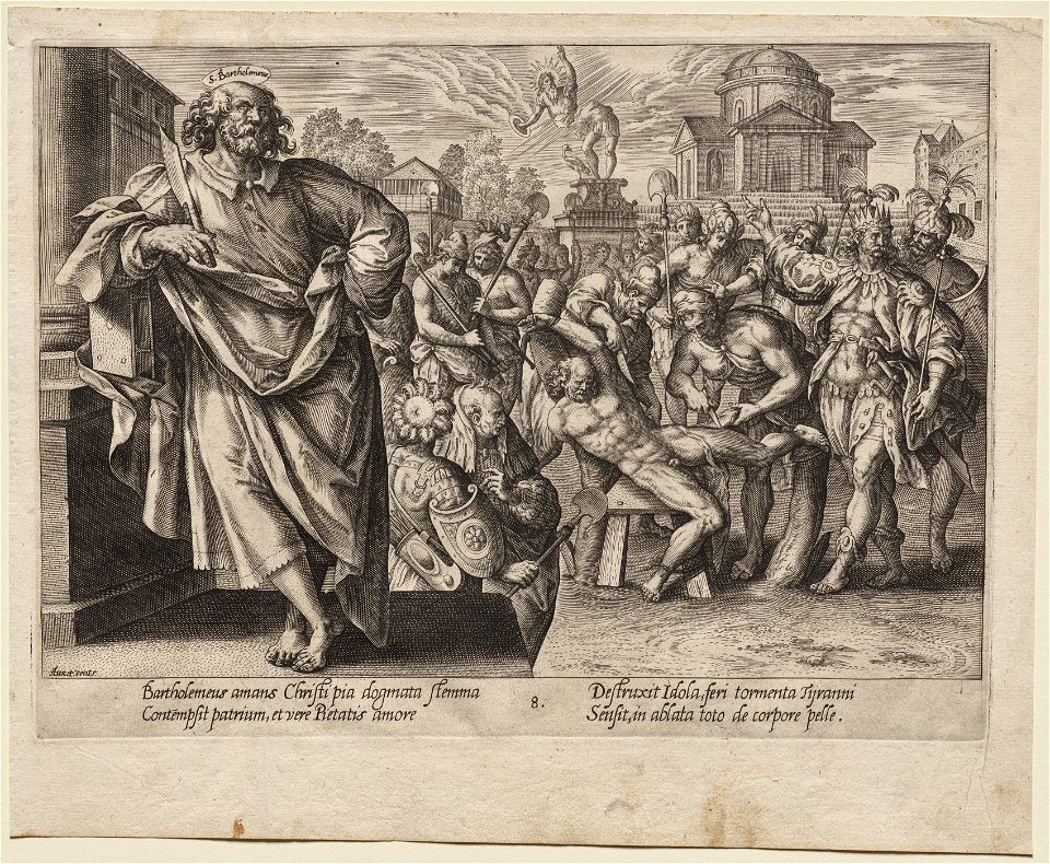 Hendrick Goltzius (Dutch, 1558-1617), Maarten de Vos (Flemish, 1532-1603), Aux Quatre Vents - St. Bartholomew - 2019.180.9 - Cleveland Museum of Art