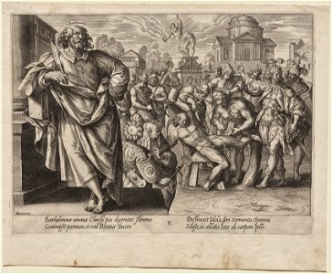 Hendrick Goltzius (Dutch, 1558-1617), Maarten de Vos (Flemish, 1532-1603), Aux Quatre Vents - St. Bartholomew - 2019.180.9 - Cleveland Museum of Art