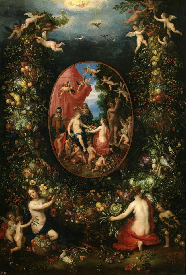 Hendrick van Balen I - Cibeles and the seasons within a festoon of fruit