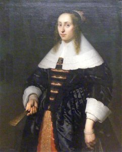 Bartholomeus van der Helst - Frau in schwarzer Atlasrobe