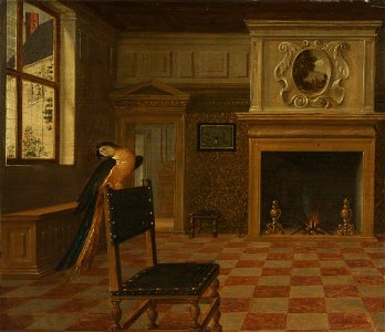 Hendrick van Steenwijck the younger (c.1580-1649) (circle of) - The Interior of a House with a Macaw on a Chair - 1221371 - National Trust