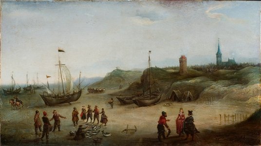 Hendrik Corneliszn. Vroom - Gezicht op het strand bij Zandvoort - 0074 - Rijksmuseum Twenthe
