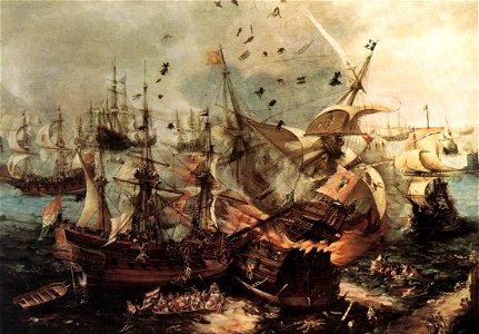 Hendrik Cornelisz. Vroom - Battle of Gibraltar - WGA25406. Free illustration for personal and commercial use.