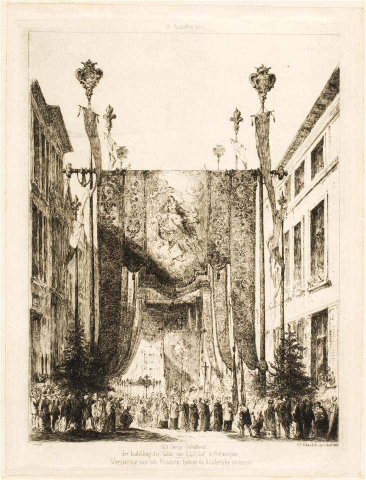 Hendrik Frans Schaefels - Decoration of the Kipdorp for the Guild Anniversary Procession of 1853