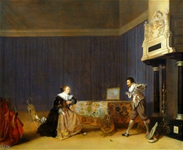 Hendrick Pot (Haarlem c.1585-Amsterdam 1657) - Lady and Gentleman in an Interior, 'A startling Introduction' - RCIN 405520 - Royal Collection