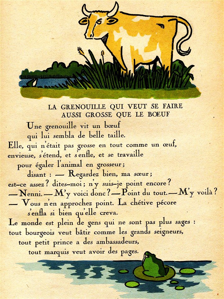 Hellé - Fables de La Fontaine - La grenouille qui veut se faire aussi grosse que le boeuf