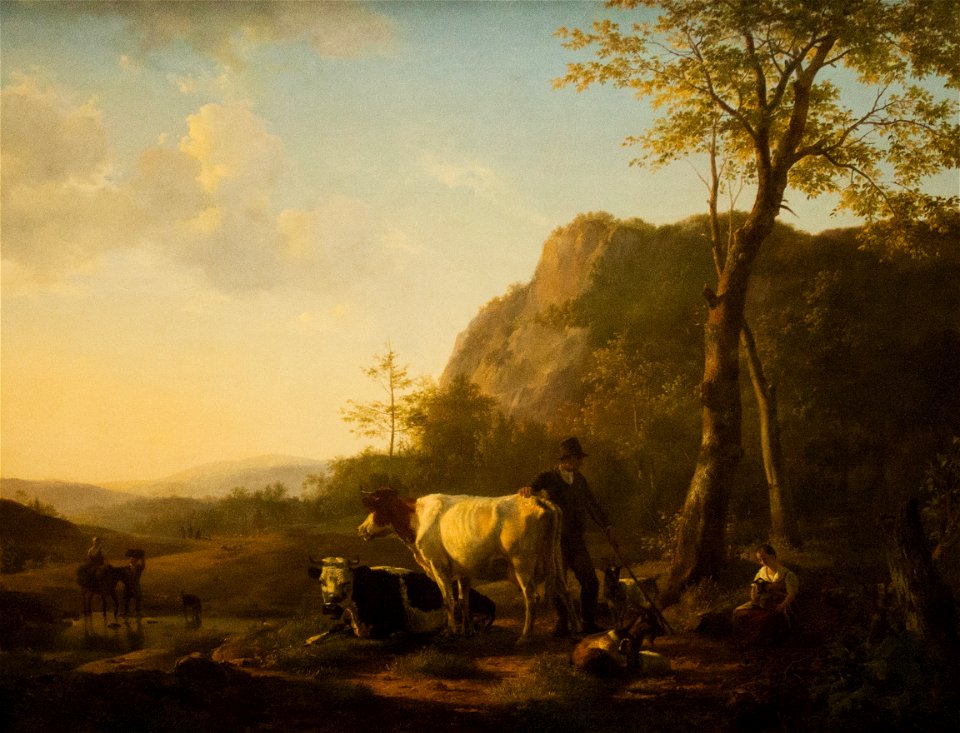 Hendrik van de Sande Bakhuyzen (1795-1860) - Herder en herderin met vee in berglandschap, 1826