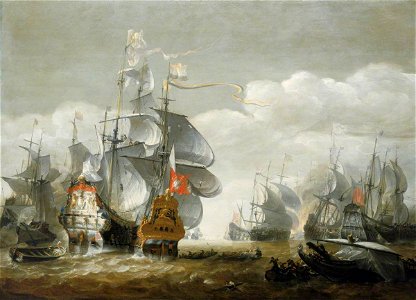 Hendrik van Minderhout (1632-1696) - The Battle of Lowestoft, 3 June 1665, Showing HMS 'Royal Charles' and the 'Eendracht' - BHC0283 - Royal Museums Greenwich
