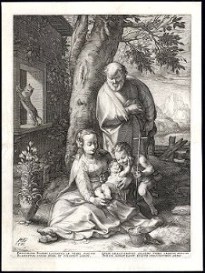 Hendrik Goltzius - Life of the Virgin 6 of 6 - Holy family and Saint John Baptist