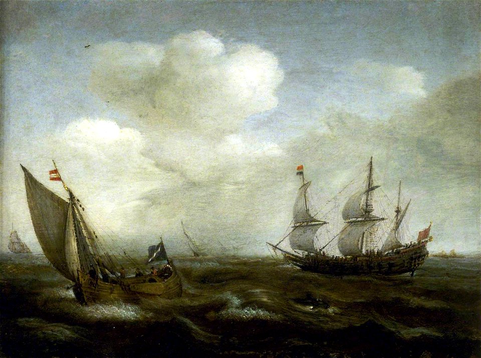 Hendrick Cornelisz. Vroom (1566-1640) - A Dutch Ship and a Kaag in a Fresh Breeze - BHC0728 - Royal Museums Greenwich