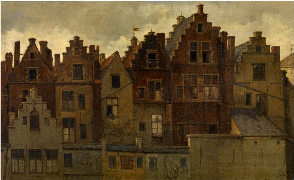 Hendrik Frans Schaefels - Facades on the Handschoenmarkt, Antwerp