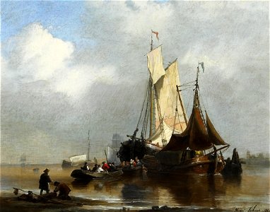 Henri Adolphe Schaep - Schepen in een haven
