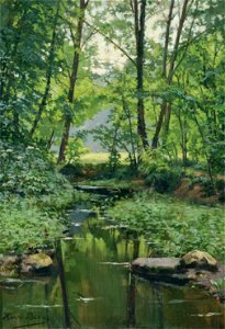 Henri Biva, Effet de lumière sur le ruisseau, oil on canvas, 61 x 46 cm