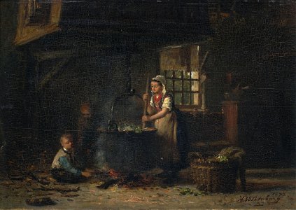 Hendrik Valkenburg Bäuerliches Kücheninterieur