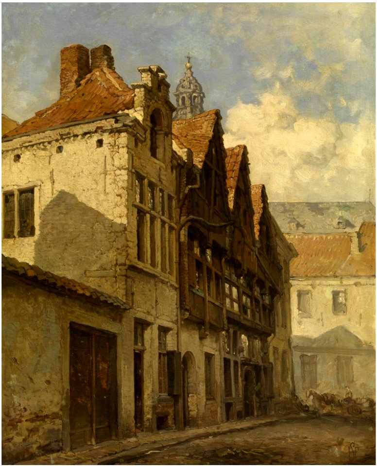 Hendrik Frans Schaefels - The Stoelstraatje and the tower of the Saint Paul's Church