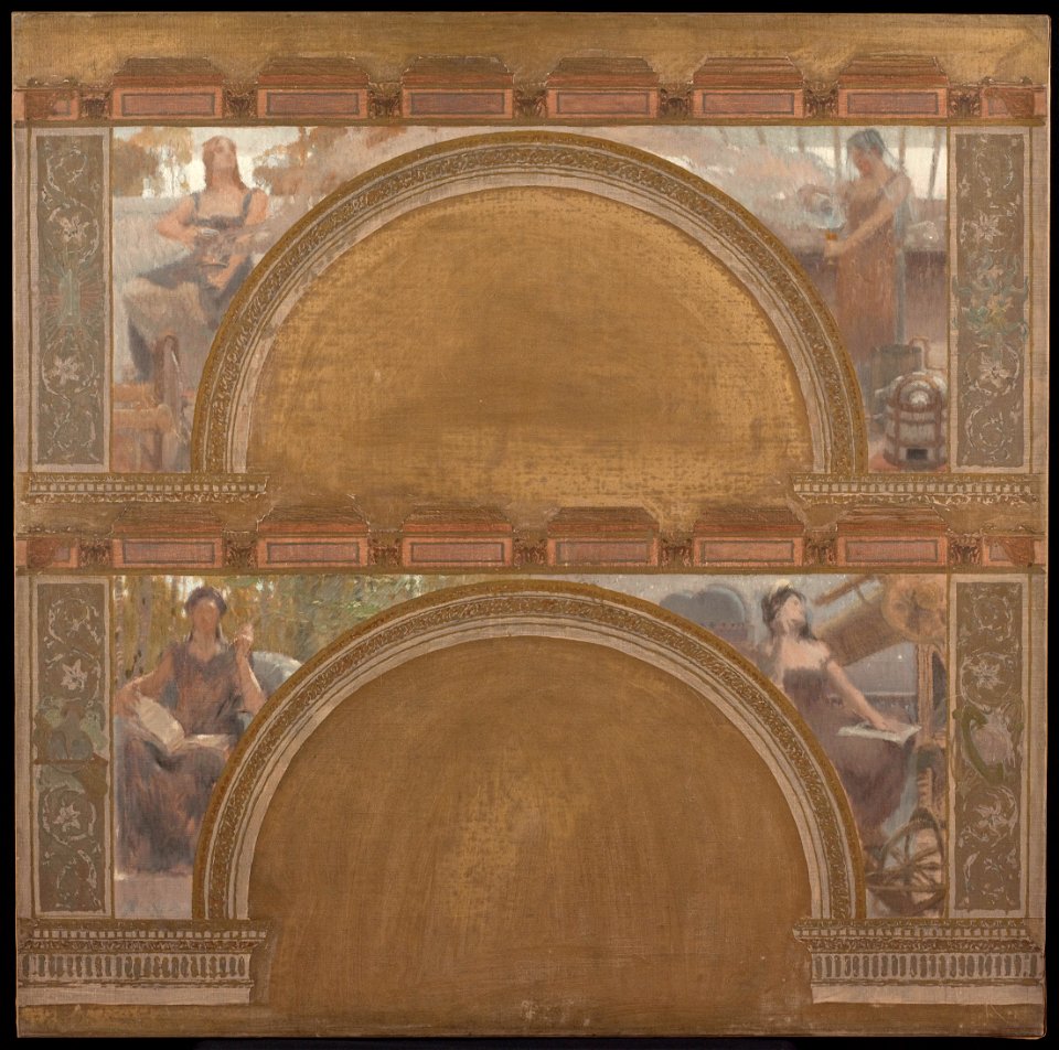 Henri Bonis - Esquisse pour le salon d'entrée nord de l'Hôtel de Ville de Paris , La Physique. La Chimie. La Philosophie. L'Astronomie - PPP3887 - Musée des Beaux-Arts de la ville de Paris