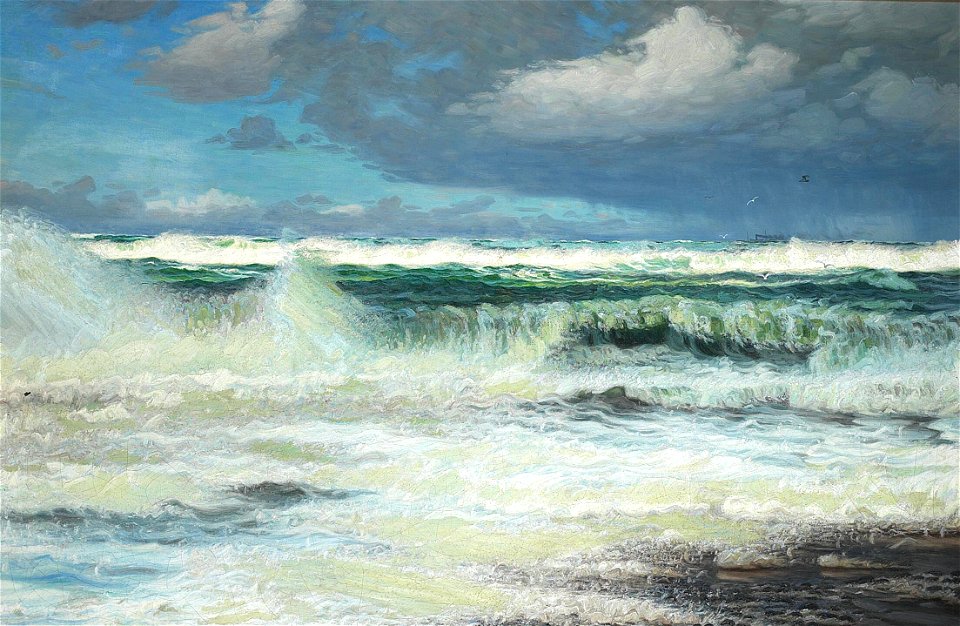 Viggo Helsted - Udsigt over havet, i horisonten en damper