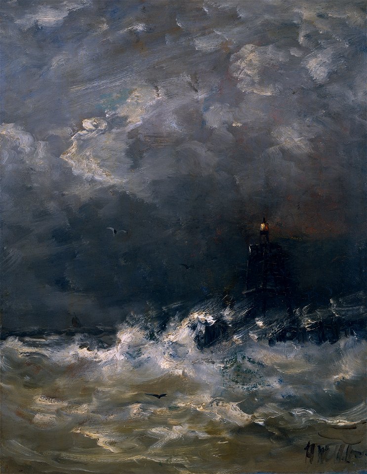 Hendrik Willem Mesdag - Vuurtoren in de branding