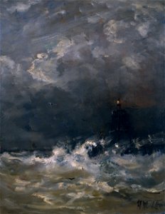 Hendrik Willem Mesdag - Vuurtoren in de branding