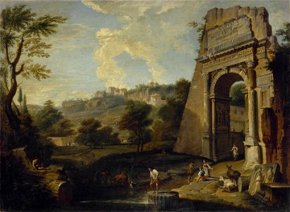 Hendrik Frans van Lint - View of the Titus Arch and Palatine in Rome