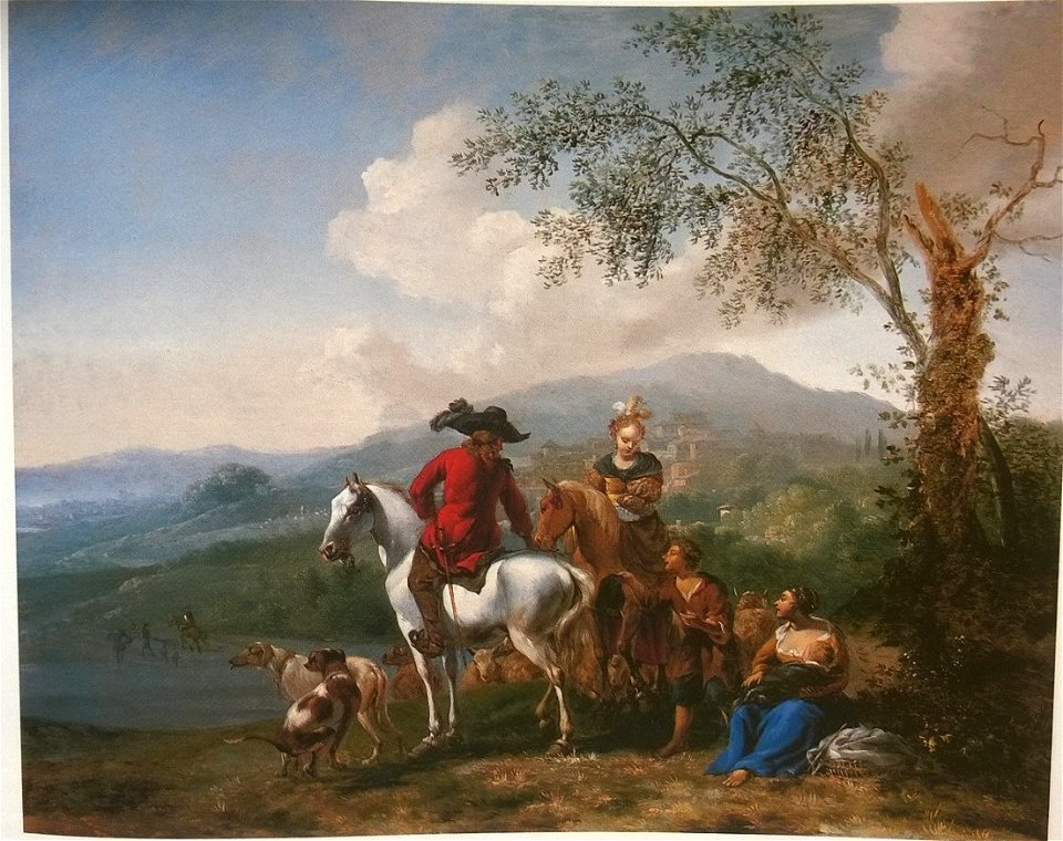 Hendrick Mommers - Landscape with Horsemen and Shepherds