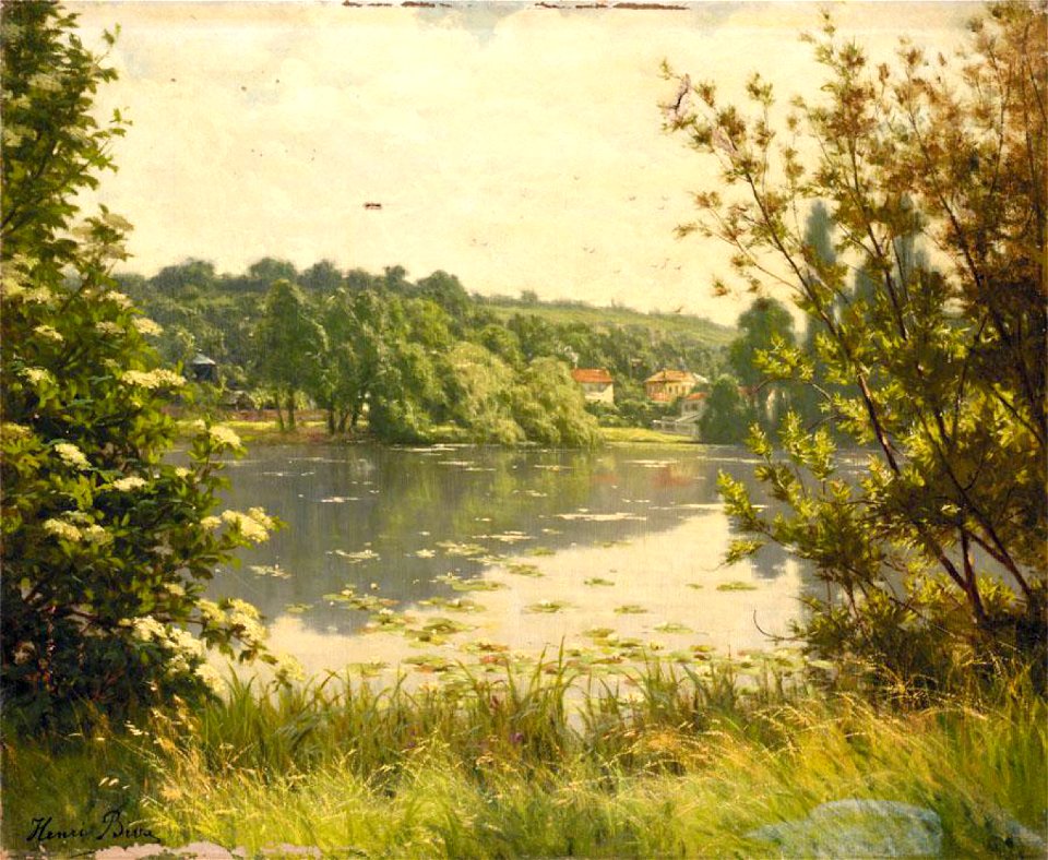 Henri Biva, Lake Scene, oil on canvas, 60 x 73 cm