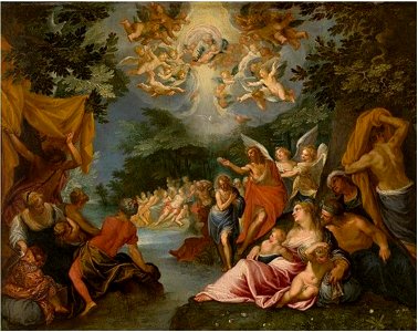 Hendrick de Clerck - The baptism of Christ. Free illustration for personal and commercial use.