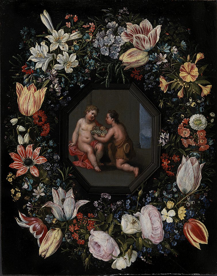 Hendrik van Balen d.Æ. - Blomsterkrans med Jesus og Johannes - KMSst226 - Statens Museum for Kunst