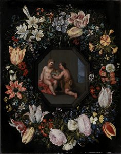 Hendrik van Balen d.Æ. - Blomsterkrans med Jesus og Johannes - KMSst226 - Statens Museum for Kunst