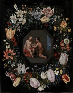 Hendrik van Balen d.Æ. - Blomsterkrans med Jesus og Johannes - KMSst226 - Statens Museum for Kunst. Free illustration for personal and commercial use.