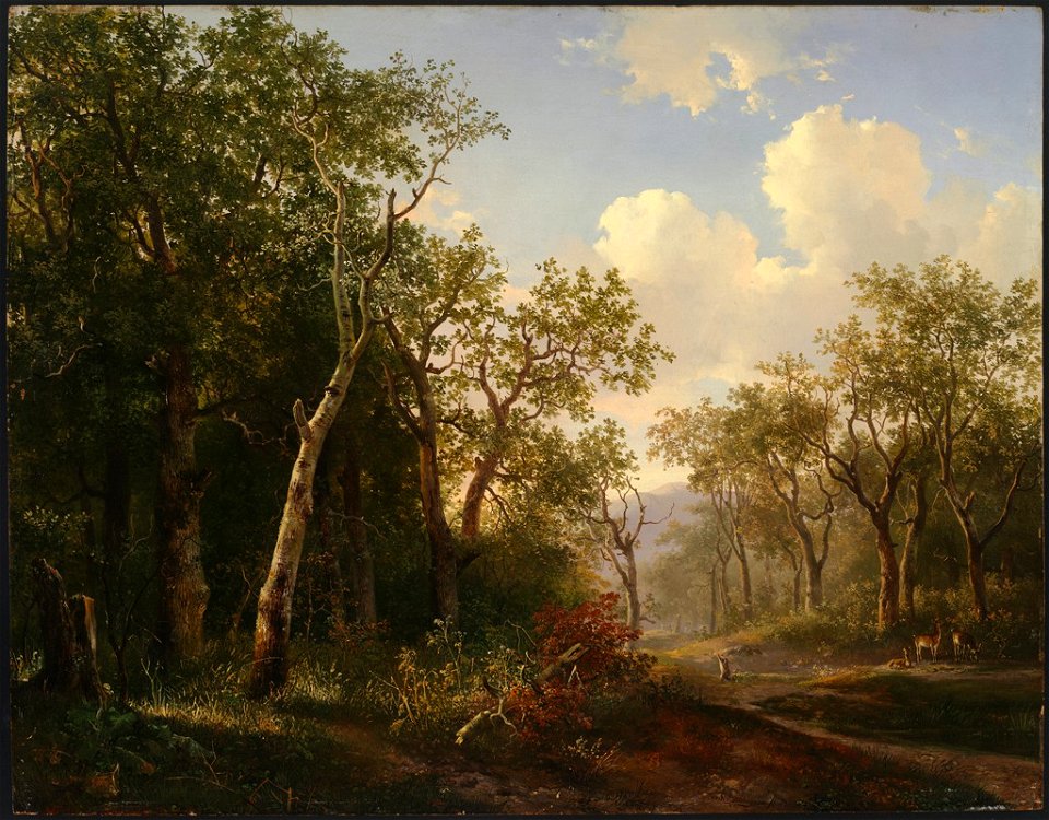 Hendrik van de Sande Bakhuyzen - A Wooded Landscape with Deer - 2004.108 - Fogg Museum