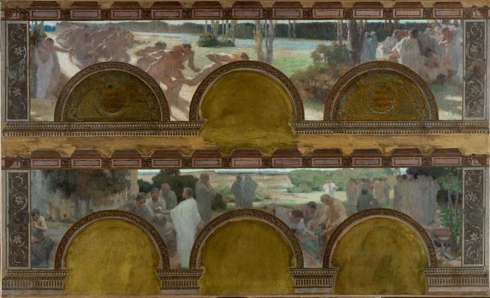 Henri Bonis - Esquisse pour le salon d'entrée nord de l'Hôtel de Ville de Paris , Les exercices physiques, les exercices intellectuels. - PPP3886 - Musée des Beaux-Arts de la ville de Paris