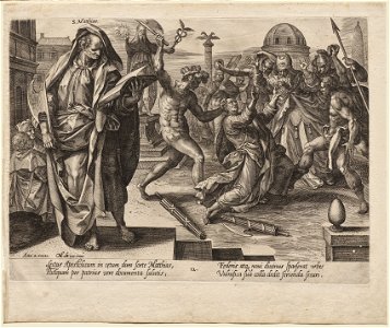 Hendrick Goltzius (Dutch, 1558-1617), Maarten de Vos (Flemish, 1532-1603), Aux Quatre Vents - St. Matthias - 2019.180.13 - Cleveland Museum of Art