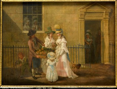 Hendrik Willem Schweickhardt - Twee vrouwen met kinderen kopen vruchten van een straatventer - 669 - Mauritshuis
