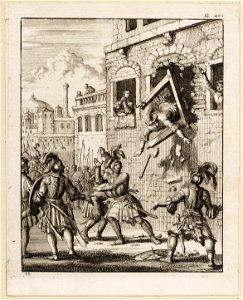 Hendrik, graaf van Champagne, stort omlaag door het losbreken van een vensterkozijn, objectnr A 41649