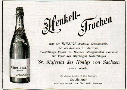 Henkell Trocken in Dresden, April 1898. Free illustration for personal and commercial use.