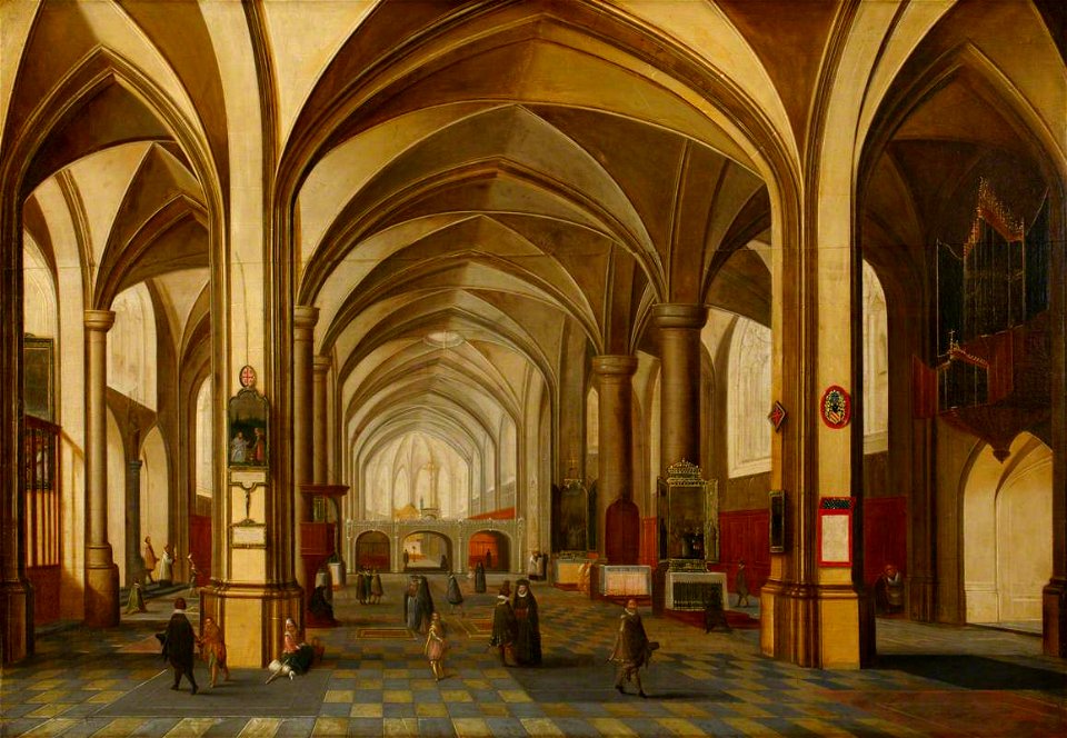 Hendrick van Steenwijck the younger (c.1580-1649) - A Church Interior with Figures - 138301 - National Trust