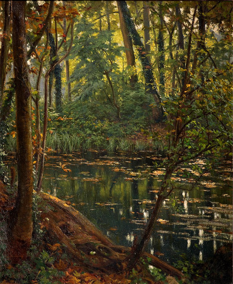 Henri Biva, Pond in a forest, oil on canvas, 61 x 50.3 cm
