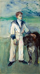 Henri de toulouse-lautrec lenfant au chien fils de madame marthe et la