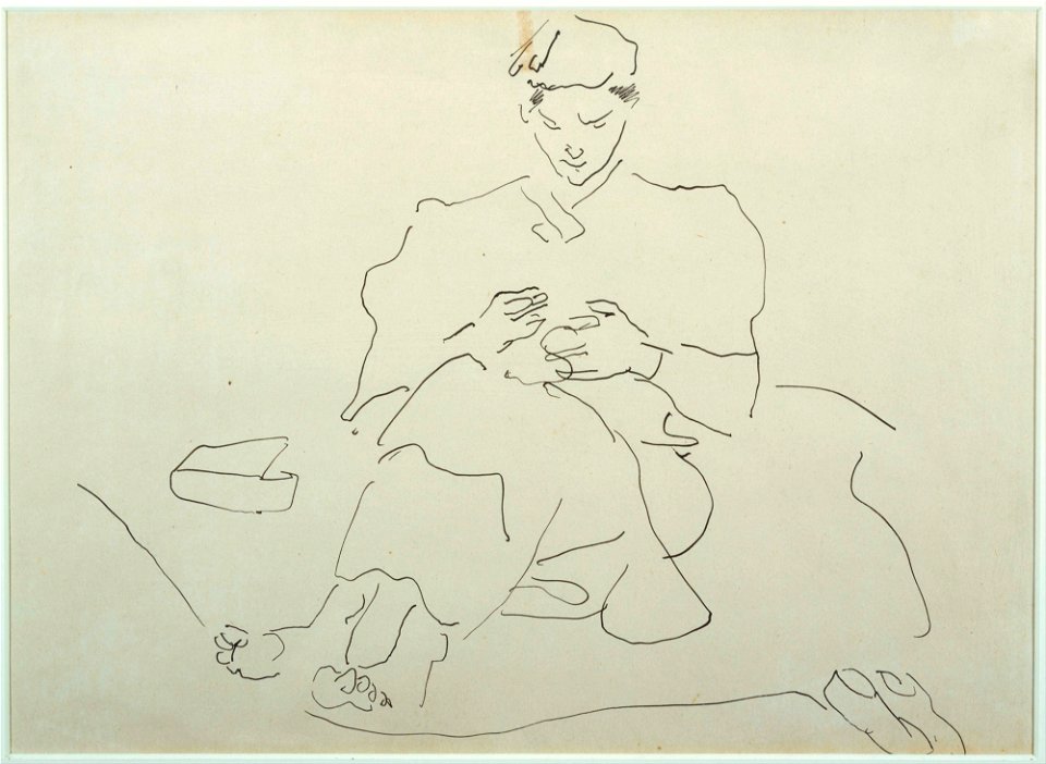 Henri Gaudier-Brzeska - Seated Figure Sewing - Google Art Project