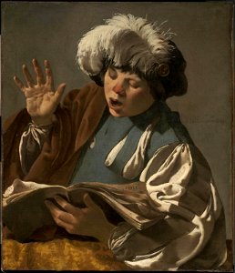 Hendrick ter Brugghen - Singing Boy - WGA22184. Free illustration for personal and commercial use.