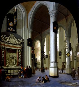 Hendrik van Vliet - Old Church in Delft with the Tomb of Admiral Tromp - Google Art Project. Free illustration for personal and commercial use.