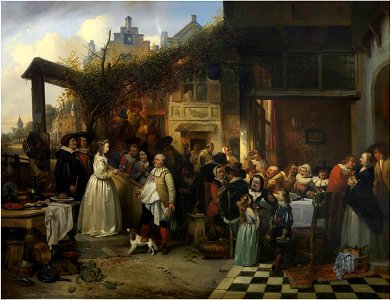 Henri Leys - Wedding in Flanders in the Seventeenth Century. Free illustration for personal and commercial use.