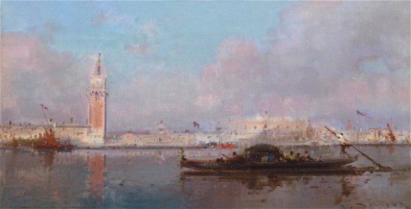 Henri Duvieux Gondeln vor San Giorgio Maggiore