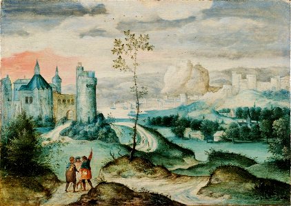 Henri Bles - Landschap met ontmoeting op de weg naar Emmaus - Paysage avec rencontre sur le chemin d'Emmaus - Fonds Tilmon - Koning Boudewijnstichting - Fondation Roi Baudouin