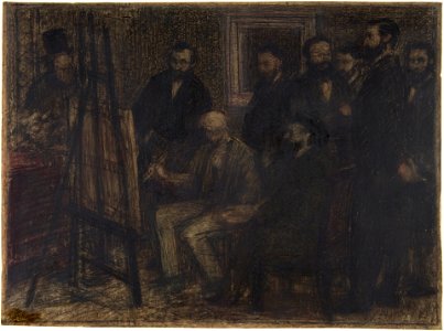Henri Fantin-Latour, Manet's Studio in the Batignolles, 1856–1904. Free illustration for personal and commercial use.