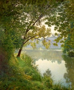 Henri BIVA, ca 1905-06, Matin à Villeneuve, Salon 1906 postcard - original painting, oil on canvas, 151.1 x 125.1 cm, private collection