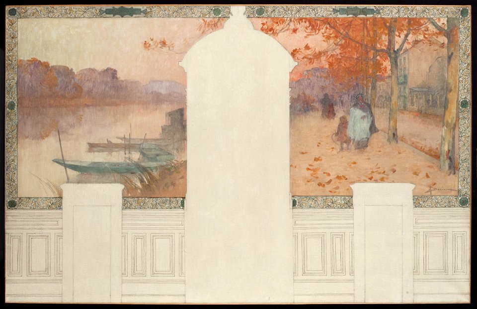 Henri Gaston Darien - Esquisse pour la mairie d'Asnières , Automne, la Seine à Asnières - PPP4323 - Musée des Beaux-Arts de la ville de Paris