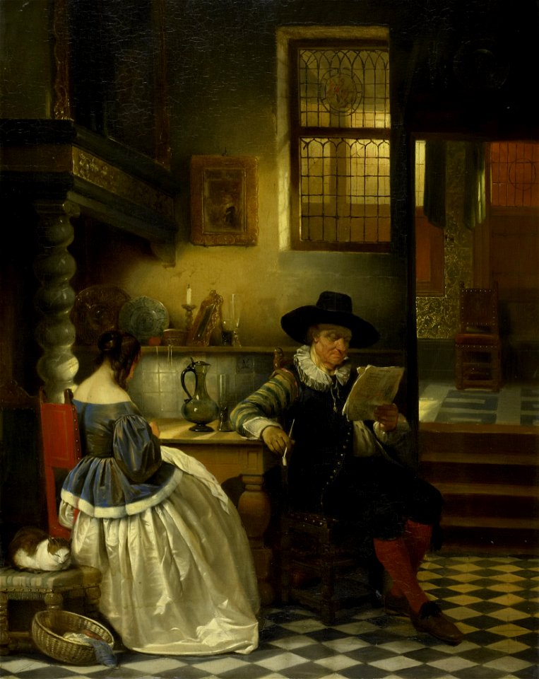 Henri Leys - Zeventiende-eeuws binnenhuis Rijksmuseum SK-C-291