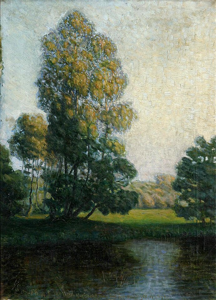 Frants Henningsen - Landskab med træer ved en sø - 1904